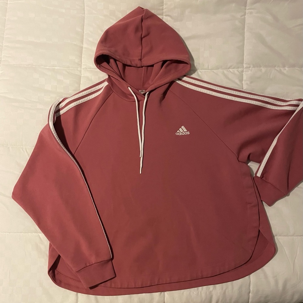 Adidas Pink Hoodie with White Stripes Maternity
